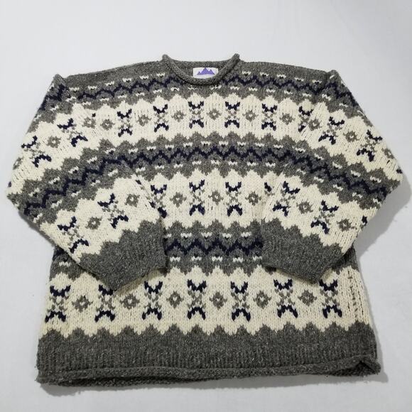 Purple Mountain Sweater Company Large 100 Wool Handmade Ecuador Handknit Vintage - Picture 1 of 7